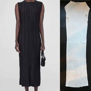 Aritzia Babaton White Pleated Dress XS Midi Art to Wear Lagenlook